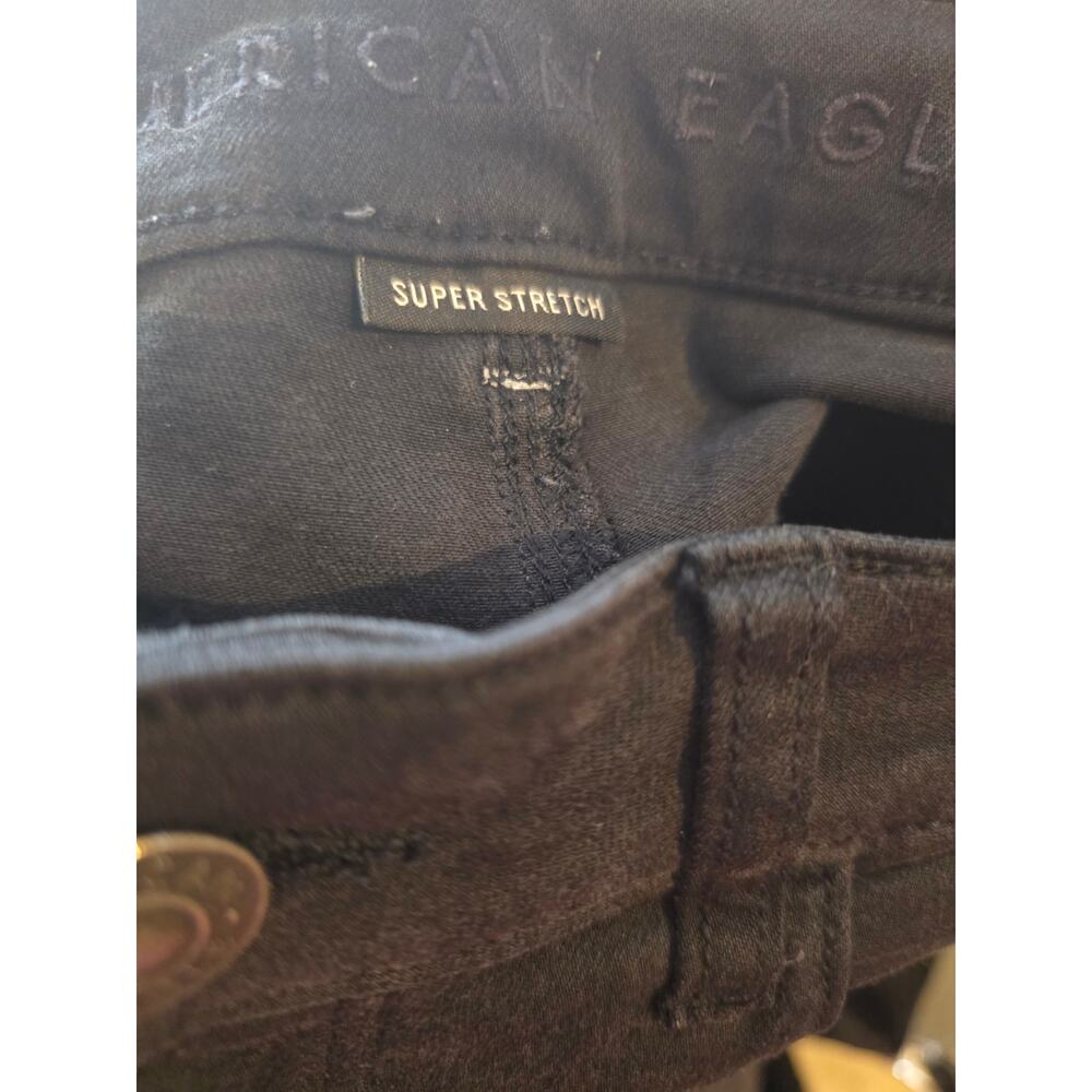 American Eagle High Rise Jegging Jeans 10 Xtra Long Black Skinny Super Stretch - Picture 4 of 5